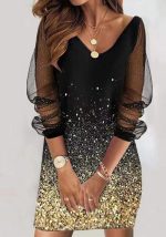 This Women Black V-neck Long Sleeve Lace Casual Dresses design made of high quality polyster and spandex material. It is stretchy