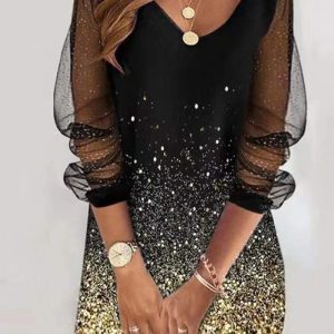 This Women Black V-neck Long Sleeve Lace Casual Dresses design made of high quality polyster and spandex material. It is stretchy