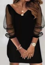 This Women Black V-neck Long Sleeve Lace Casual Dresses design made of high quality polyster and spandex material. It is stretchy