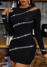 This Women Black O-Neck Long Sleeve Mini Club Dresses design made of high quality polyster and spandex material