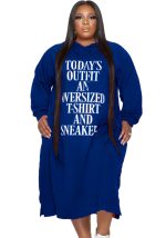 This Women Blue Casual Hooded Full Sleeves Letter Print Midi Loose Plus Size Dresses made of soft and elastic fabric. Global Lover wholesale plus size dresses and hope curvy ladies find here a warm and exciting place to shop affordable curvy dresses online - plus size casual