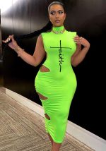 This Women Green Turtleneck Sleeveless Hollow Out Midi Dresses design made of high quality polyster and spandex material. It come with good stretch and wearing comfortable. Women¡¯s midi dresses is omnipotent and suit for all kinds of occasions - daily wear