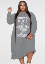 This Women Grey Casual Hooded Full Sleeves Letter Print Midi Loose Plus Size Dresses made of soft and elastic fabric. Global Lover wholesale plus size dresses and hope curvy ladies find here a warm and exciting place to shop affordable curvy dresses online - plus size casual