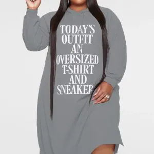 This Women Grey Casual Hooded Full Sleeves Letter Print Midi Loose Plus Size Dresses made of soft and elastic fabric. Global Lover wholesale plus size dresses and hope curvy ladies find here a warm and exciting place to shop affordable curvy dresses online - plus size casual