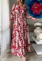 This Women Spring Long Sleeve Bohemian Print Maxi Dress Design Made Of High Quality Polyster And Spandex Material