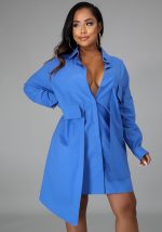 This Women Spring Long Sleeve Irregular Shirt Dress Design Made Of High Quality Polyster And Spandex Material. It Is Stretchy