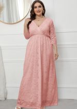 This Women Pink Romantic V-neck Three Quarter Sleeves Solid Lace Maxi Loose Plus Size Dresses made of soft and elastic fabric. Global Lover wholesale plus size dresses and hope curvy ladies find here a warm and exciting place to shop affordable curvy dresses online - plus size casual