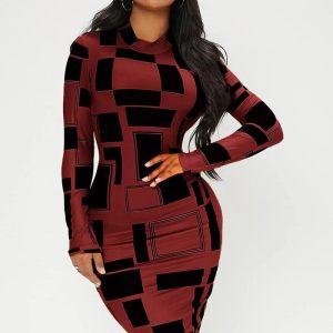 This Women Red Turtleneck Full Sleeves Midi Bodycon Dresses design made of high quality polyster and spandex material. It come with good stretch and wearing comfortable and feeling freedom. The Geometric Print Modest tight and fitted dress is the most popular options from party girls. Shop bodycon dresses at global lover and find amazing designs sequins