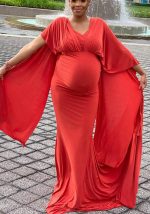 This Women Red V-neck Half Sleeves Floor-Length Maternity Dresses made of soft and comfortable material. It is a must-have item for pregnant women. Global Lover offer newest wholesale maternity dresses and hope pregnant ladies find here a warm and exciting place to shop affordable pregnant dresses - pregnant casual dresses