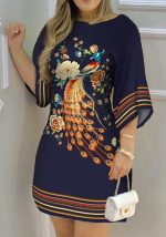 This Women Spring Summer Printed Half Sleeve Dress Design Made Of High Quality Polyster And Spandex Material. It Is Stretchy