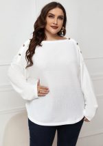 This Women White O-Neck Casual O-Neck Full Sleeves Knitted Regular Plus Size Tops made of comfortable and elastic fabric. It is wholesale sexy plus size tops for women. With the gradual rise of feminist awareness