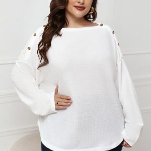 This Women White O-Neck Casual O-Neck Full Sleeves Knitted Regular Plus Size Tops made of comfortable and elastic fabric. It is wholesale sexy plus size tops for women. With the gradual rise of feminist awareness