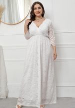 This Women White Romantic V-neck Three Quarter Sleeves Solid Lace Maxi Loose Plus Size Dresses made of soft and elastic fabric. Global Lover wholesale plus size dresses and hope curvy ladies find here a warm and exciting place to shop affordable curvy dresses online - plus size casual