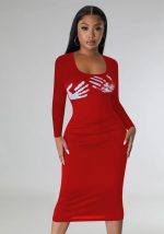 This Women Square Neck Print Solid Dress Design Made Of High Quality Polyster And Spandex Material. It Is Stretchy