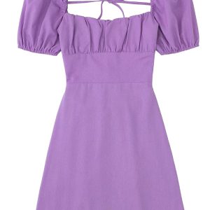 This Women Square Neck Short Sleeve Dress Design Made Of High Quality Polyster And Spandex Material. It Is Stretchy