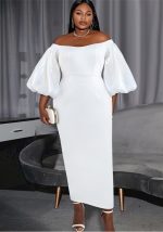 This Women Strapless Off Shoulder Sexy Balloon Sleeve Dress Made Of Soft And Elastic Fabric. Global Lover Wholesale Plus Size Dresses And Hope Curvy Ladies Find Here a Warm And Exciting Place To Shop Affordable Curvy Dresses Online - Plus Size Casual