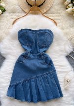 This Women Strapless Summer Denim Dress Design Made Of High Quality Polyster And Spandex Material. It Come With Good Stretch And Wearing Comfortable And Feeling Freedom. The Tight And Fitted Dress Is The Most Popular Options From Party Girls. Shop Bodycon Dresses At Global Lover And Find Amazing Designs Sequins