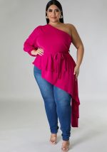 This Women Style Irregular One Shoulder Long Sleeve Sexy Top Made Of Comfortable And Elastic Fabric. It Is Wholesale Sexy Plus Size Tops For Women. With The Gradual Rise Of Feminist Awareness