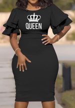 This Women Black Casual O-Neck Half Sleeves Letter Print Ruffles Mini Pencil Plus Size Dresses made of soft and elastic fabric. Global Lover wholesale plus size dresses and hope curvy ladies find here a warm and exciting place to shop affordable curvy dresses online - plus size casual