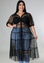 This Women Black Turn-down Collar Casual Turn-down Collar Puff Sleeve Dot Print X-Long Plus Size Tops made of comfortable and elastic fabric. It is wholesale sexy plus size tops for women. With the gradual rise of feminist awareness