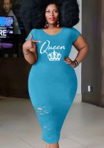 This Women Blue Casual O-Neck Short Sleeves Letter Print Midi Pencil Plus Size Dresses made of soft and elastic fabric. Global Lover wholesale plus size dresses and hope curvy ladies find here a warm and exciting place to shop affordable curvy dresses online - plus size casual