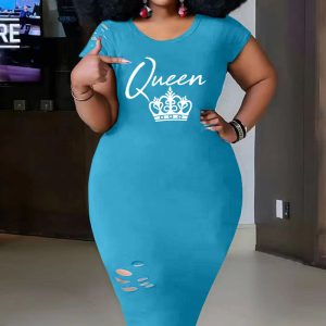 This Women Blue Casual O-Neck Short Sleeves Letter Print Midi Pencil Plus Size Dresses made of soft and elastic fabric. Global Lover wholesale plus size dresses and hope curvy ladies find here a warm and exciting place to shop affordable curvy dresses online - plus size casual