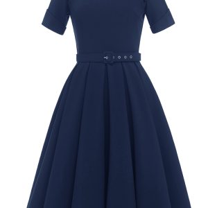 This Women Blue Square Collar Short Sleeves Belted Skater Dresses design made of high quality polyster and spandex material. Women¡¯s skater dresses suit for all shapes girls. Cheap skater dresses is a great buy at global lover. When you need other type of wholesale women¡¯s dresses