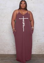 This Women Brown Casual Strap Sleeveless Letter Print Pockets Maxi Loose Plus Size Dresses made of soft and elastic fabric. Global Lover wholesale plus size dresses and hope curvy ladies find here a warm and exciting place to shop affordable curvy dresses online - plus size casual