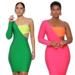 This Women Summer Chic French One Shoulder Long Sleeve Contrast Bodycon Dress Design Made Of High Quality Polyster And Spandex Material. It Come With Good Stretch And Wearing Comfortable And Feeling Freedom. The Tight And Fitted Dress Is The Most Popular Options From Party Girls. Shop Bodycon Dresses At Global Lover And Find Amazing Designs Sequins