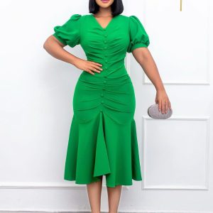 This Women Summer Elegant Short Sleeve Midi Dress Design Made Of High Quality Polyster And Spandex Material