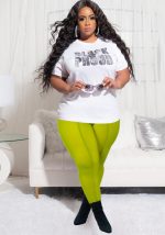 This Women Green Casual O-Neck Short Sleeves High Waist Letter Print Regular Plus Size Two Piece design and made of comfortable and elastic fabric. wholesale plus size two piece sets is a must-have item for curvy ladies. Two piece sets can either be worn together or individually