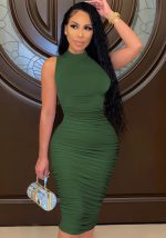 This Women Green Turtleneck Sleeveless Pleated Sheath Midi Dresses design made of high quality polyster and spandex material. It come with good stretch and wearing comfortable. Women¡¯s midi dresses is omnipotent and suit for all kinds of occasions - daily wear