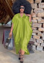 This Women Green Modest V-neck Half Sleeves Solid Maxi Loose Plus Size Dresses made of soft and elastic fabric. Global Lover wholesale plus size dresses and hope curvy ladies find here a warm and exciting place to shop affordable curvy dresses online - plus size casual