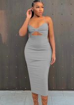 This Women Grey Sleeveless Hollow Out Midi Dresses design made of high quality polyster and spandex material. It come with good stretch and wearing comfortable. Women¡¯s midi dresses is omnipotent and suit for all kinds of occasions - daily wear