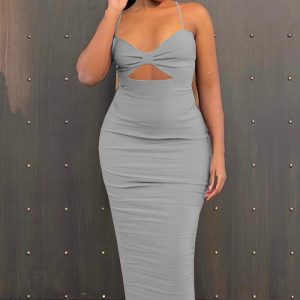 This Women Grey Sleeveless Hollow Out Midi Dresses design made of high quality polyster and spandex material. It come with good stretch and wearing comfortable. Women¡¯s midi dresses is omnipotent and suit for all kinds of occasions - daily wear