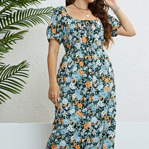 This Women Summer Off Shoulder Slit Dress Made Of Soft And Elastic Fabric. Global Lover Wholesale Plus Size Dresses And Hope Curvy Ladies Find Here a Warm And Exciting Place To Shop Affordable Curvy Dresses Online - Plus Size Casual