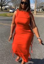 This Women Orange Sexy O-Neck Sleeveless Solid Lace Up Maxi Straight Plus Size Dresses made of soft and elastic fabric. Global Lover wholesale plus size dresses and hope curvy ladies find here a warm and exciting place to shop affordable curvy dresses online - plus size casual