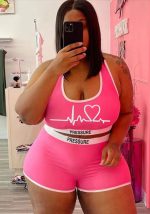 This Women Pink Casual U-neck Sleeveless Print Vest Plus Size Two Piece design and made of comfortable and elastic fabric. wholesale plus size two piece sets is a must-have item for curvy ladies. Two piece sets can either be worn together or individually