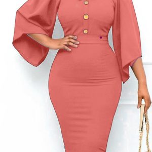 This Women Pink Elegant Turn-down Collar Half Sleeves Solid Midi Pencil Plus Size Dresses made of soft and elastic fabric. Global Lover wholesale plus size dresses and hope curvy ladies find here a warm and exciting place to shop affordable curvy dresses online - plus size casual