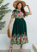 This Women Summer Print Lace-Up Dress Made Of Soft And Elastic Fabric. Global Lover Wholesale Plus Size Dresses And Hope Curvy Ladies Find Here a Warm And Exciting Place To Shop Affordable Curvy Dresses Online - Plus Size Casual