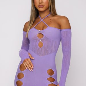 This Women Purple Halter Wrist Sleeves Mini Club Dresses design made of high quality polyster and spandex material