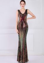 This Women Red V-neck Sleeveless Patchwork Sequined Mermaid Evening Dresses design made of good quality polyster and spandex material