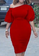 This Women Red Modest Slash Neck Half Sleeves Solid Midi Straight Plus Size Dresses made of soft and elastic fabric. Global Lover wholesale plus size dresses and hope curvy ladies find here a warm and exciting place to shop affordable curvy dresses online - plus size casual