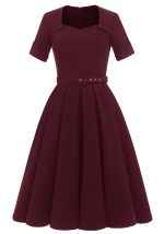 This Women Red Square Collar Short Sleeves Belted Skater Dresses design made of high quality polyster and spandex material. Women¡¯s skater dresses suit for all shapes girls. Cheap skater dresses is a great buy at global lover. When you need other type of wholesale women¡¯s dresses