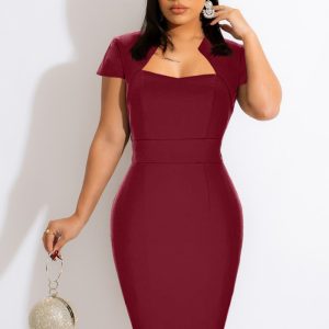 This Women Red Square Collar Short Sleeves Midi Dresses design made of high quality polyster and spandex material. It come with good stretch and wearing comfortable. Women¡¯s midi dresses is omnipotent and suit for all kinds of occasions - daily wear