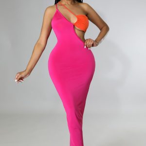 This Women Rose Hollow Out Maxi Dresses design made of high quality polyster and spandex material