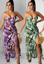 This Women Summer Sexy Strap Dress Irregular Print Long Dress Design Made Of High Quality Polyster And Spandex Material. Print Dresses Is More Interesting And Stylish. Print Maxi Dresses Is One Of The Popular Item For Islander Vocations. Women¡¯s Print Dresses At Global Lover Comes With Forever Floral