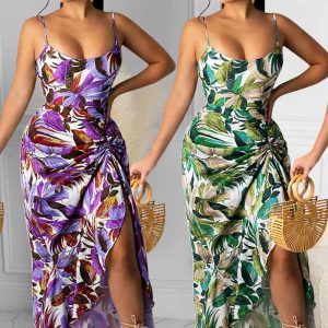 This Women Summer Sexy Strap Dress Irregular Print Long Dress Design Made Of High Quality Polyster And Spandex Material. Print Dresses Is More Interesting And Stylish. Print Maxi Dresses Is One Of The Popular Item For Islander Vocations. Women¡¯s Print Dresses At Global Lover Comes With Forever Floral