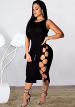 This Women Summer Sleeveless Lace-Up Cutout Sexy Dress Design Made Of High Quality Polyster And Spandex Material. It Come With Good Stretch And Wearing Comfortable And Feeling Freedom. The Tight And Fitted Dress Is The Most Popular Options From Party Girls. Shop Bodycon Dresses At Global Lover And Find Amazing Designs Sequins