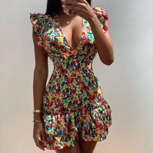 This Women Summer v-Neck Floral Dress Design Made Of High Quality Polyster And Spandex Material. Print Dresses Is More Interesting And Stylish. Print Maxi Dresses Is One Of The Popular Item For Islander Vocations. Women¡¯s Print Dresses At Global Lover Comes With Forever Floral